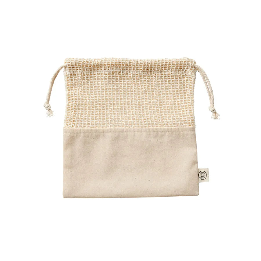 【TR-1166】 オーガニックコットンネット巾着（M）　ナチュラル